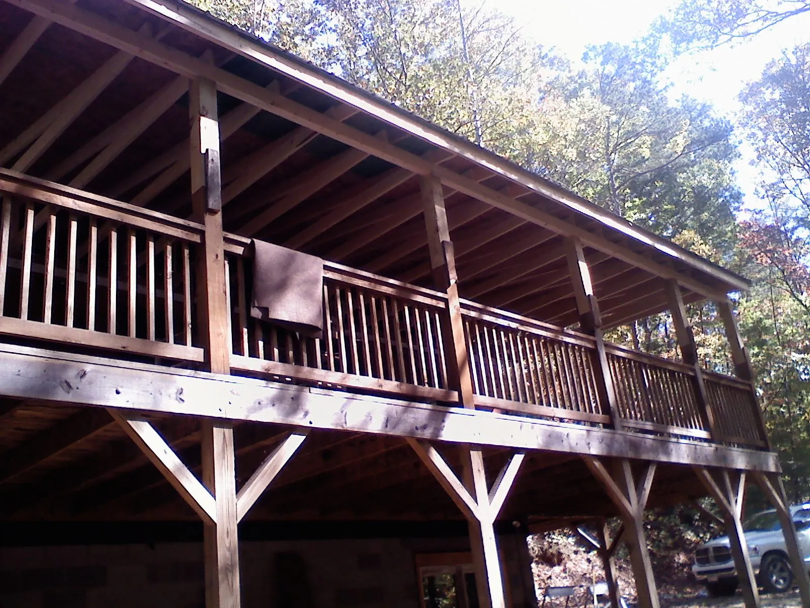 Timber framing under a new elevated porch and deck — Roof Leak Repair in Gambrills by Roofing Brothers