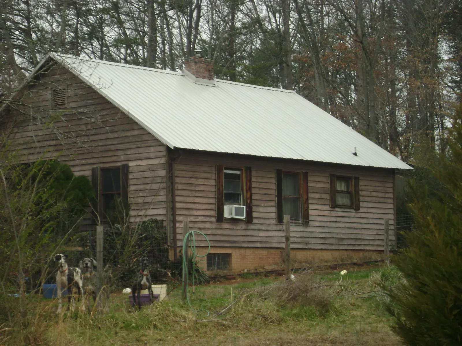 White metal roof on an old wood sided farmhouse, from a Asphalt Shingle Roof Repair job in Gambrills